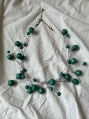 Artisan Teal Multi-Strand Bead Necklace